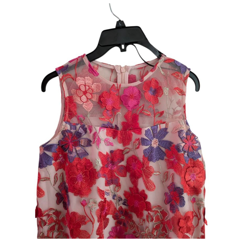 Women's Just Me Floral Embroidered Mini Dress Pink Red Size M - Picture 5 of 11